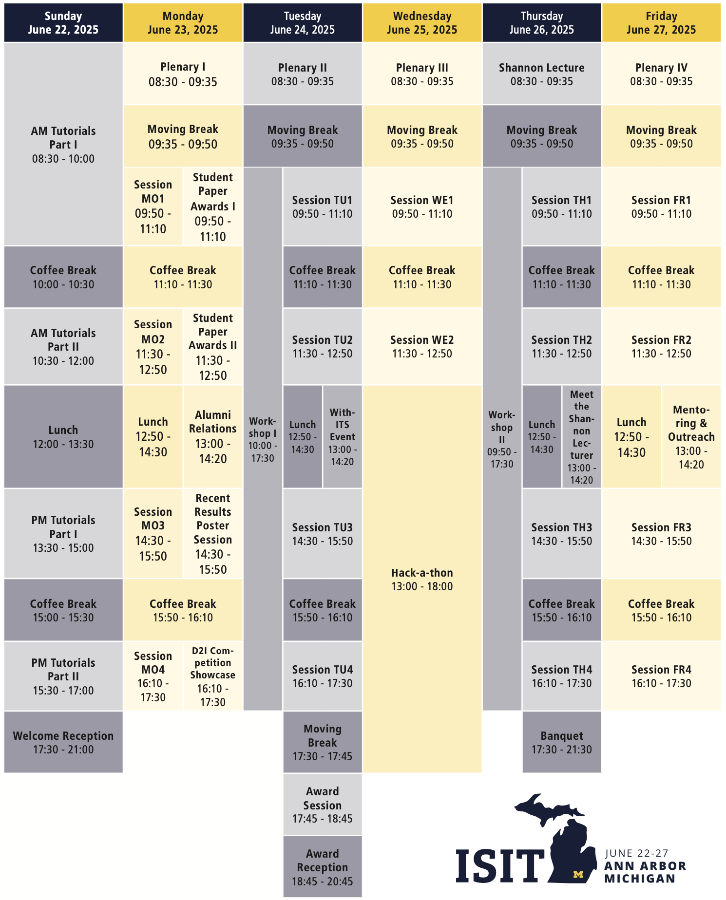 ISIT 2025 Program at a Glance